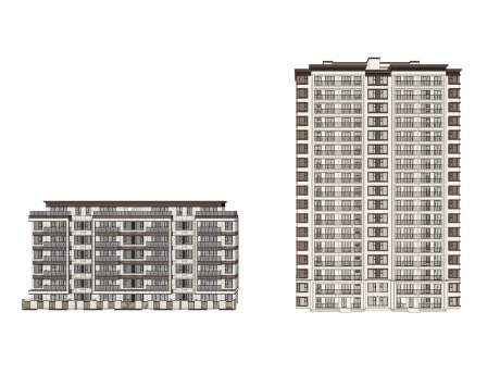 新亚洲洋房+高层住宅SU模型