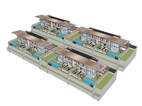现代联排别墅SU模型