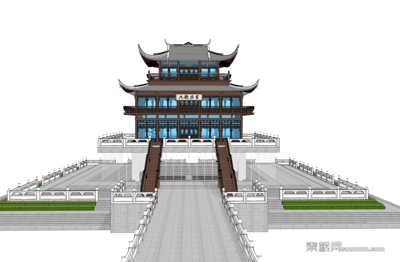古建阁楼万卷阁模型
