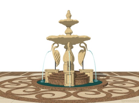 欧式水景喷泉SU模型