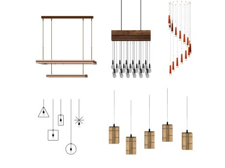吊灯组合SU模型