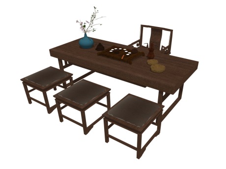 中式茶桌椅SU模型