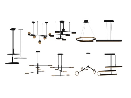 现代吊灯组合SU模型