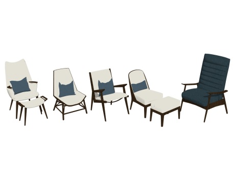 现代休闲椅组合SU模型