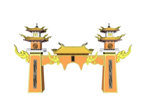 中式龙门架SU模型