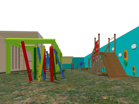 幼儿园庭院景观SU模型
