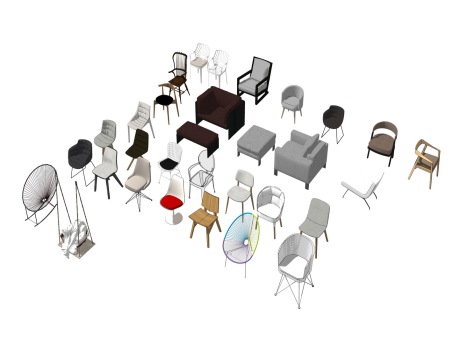 北欧椅子组合SU模型