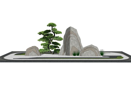 中式片石小品SU模型