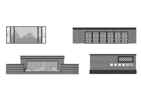 中式景墙组合SU模型