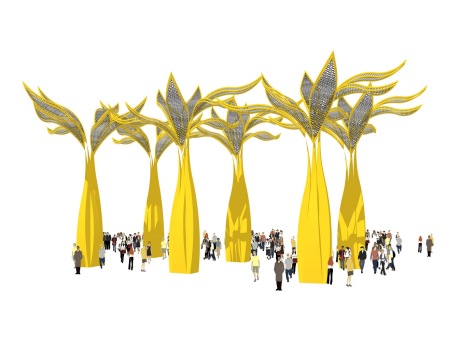 现代椰树构筑物SU模型