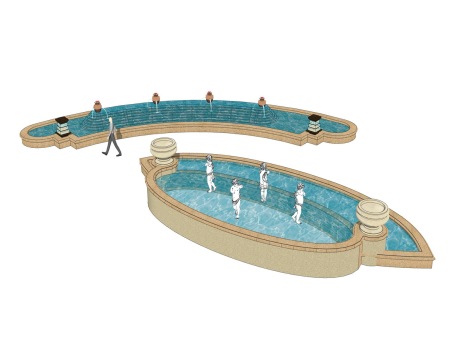 欧式喷泉水景SU模型