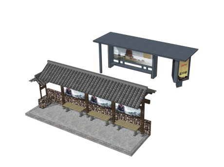 公交站台SU模型