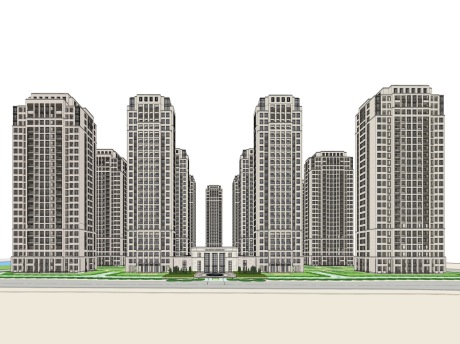 绍兴万科新古典高层住宅SU模型