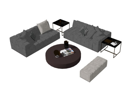 现代沙发茶几组合SU模型