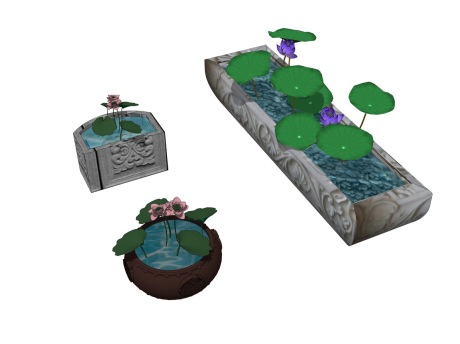 中式水槽水景SU模型