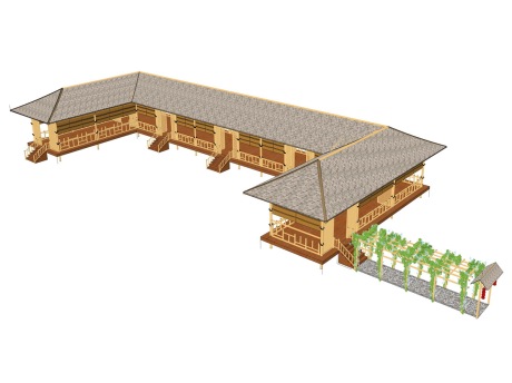 竹连廊SU模型