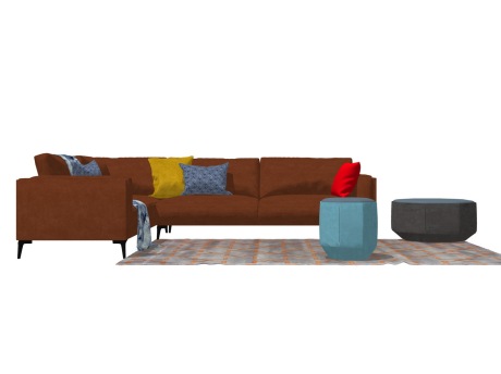 现代L型沙发茶几组合SU模型