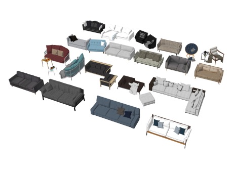 现代沙发组合SU模型