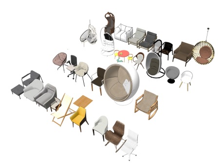 现代椅子组合SU模型