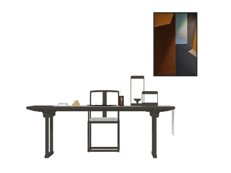 中式书桌椅组合SU模型