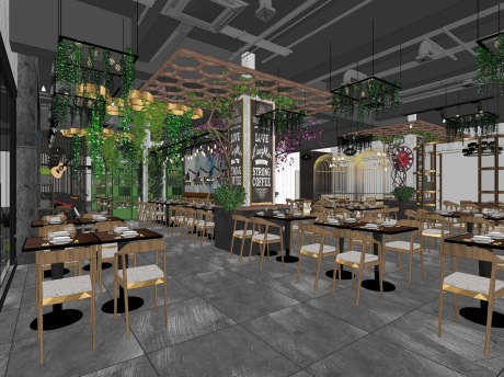 现代音乐餐厅SU模型