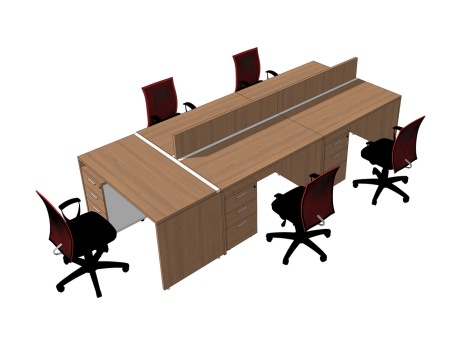 办公桌椅组合SU模型