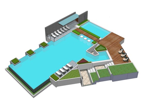 无边际泳池景观节点SU模型