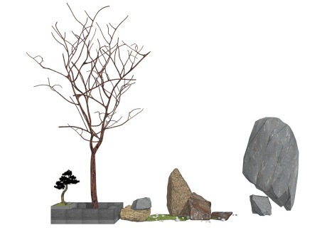 石头树池SU模型