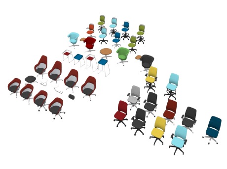 现代办公椅子组合SU模型