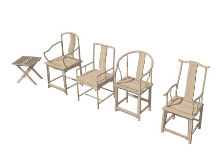 中式椅子组合SU模型