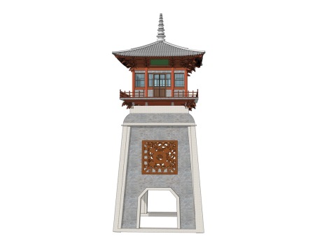 中式塔楼SU模型