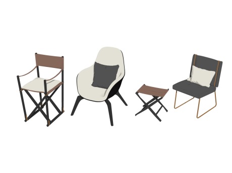 现代单椅凳子组合SU模型