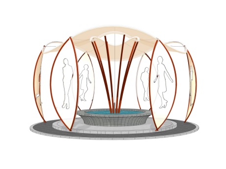 现代镂空亭廊SU模型