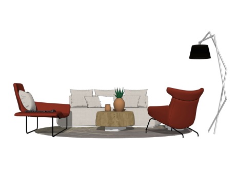 现代沙发茶几组合SU模型