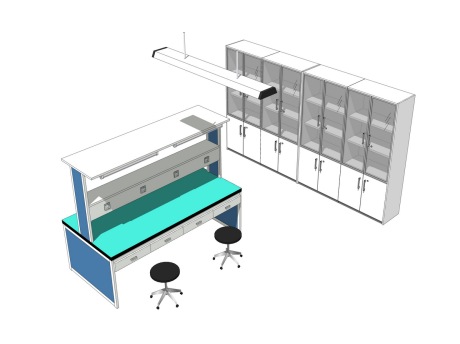 实验桌实验柜吊灯组合SU模型
