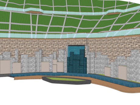 跌水水景SU模型