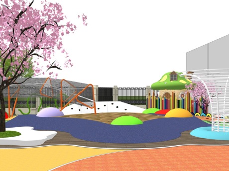 现代幼儿园景观SU模型