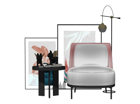 现代单人沙发茶几组合SU模型