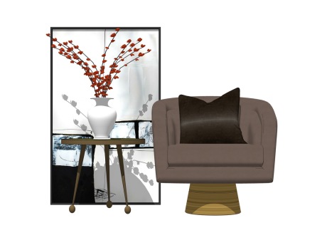 现代单人沙发茶几组合SU模型