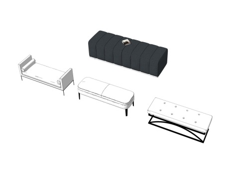 现代沙发凳脚踏组合SU模型