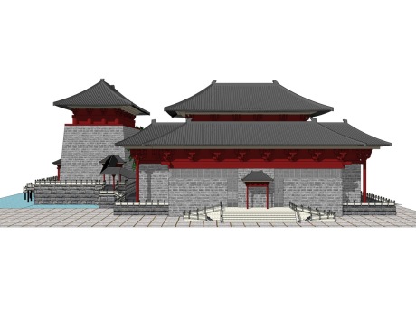 唐朝古建筑SU模型