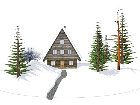 雪景木屋SU模型