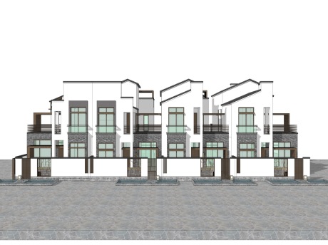 新中式联排别墅SU模型