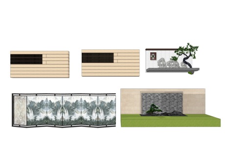 新中式景墙组合SU模型
