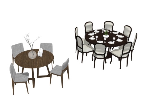 北欧圆餐桌椅组合SU模型
