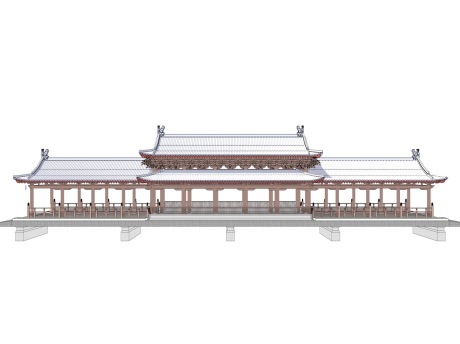 中式廊桥SU模型