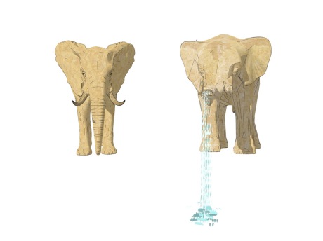 大象喷水雕塑SU模型