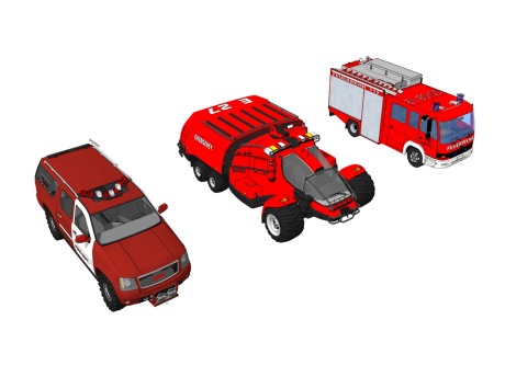 消防车组合SU模型