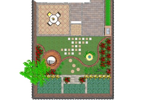 现代庭院景观SU模型