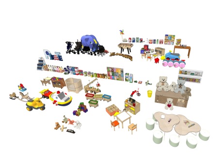 儿童家具玩具零食组合SU模型